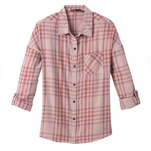 Prana Pink Plaid Button Down Shirt